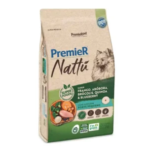 Ração Premier Nattu Cães Adultos Porte Pequeno Frango, Abobora, Brocolis, Quinoa e Bluberry 10,1 Kg