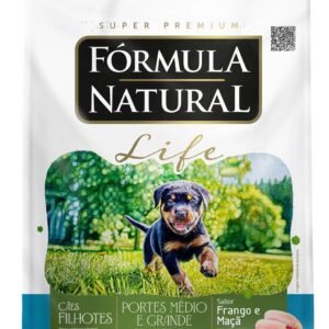 Fórmula Natural Super Premium Life Cães cachorro pet filhotes Portes médio e grande  Frango e Maçã 10,1kg
