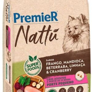 Premier Nattu Cães cachorro pet Adulto porte pequeno frango, mandioca, beterraba, linhaça e cranberry 10,1kg